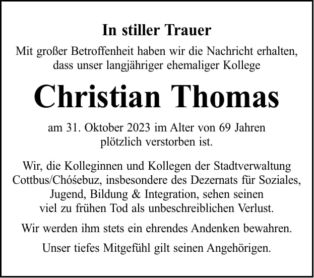 Nachruf Christian Thomas