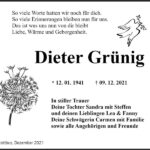 Traueranzeige Dieter Grünig