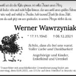 Traueranzeige Werner Wawrzyniak