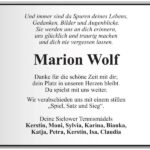 Danksagung Marion Wolf