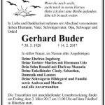 Traueranzeige Gerhard Buder