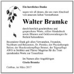 Danksagung Walter Bramke