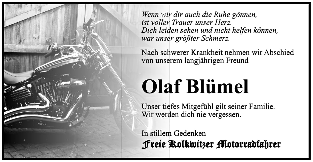 Nachruf Olaf Blümel