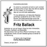 Danksagung Fritz Ballack