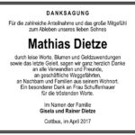Danksagung Mathias Dietze