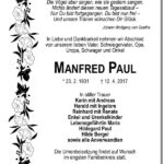 Traueranzeige Manfred Paul