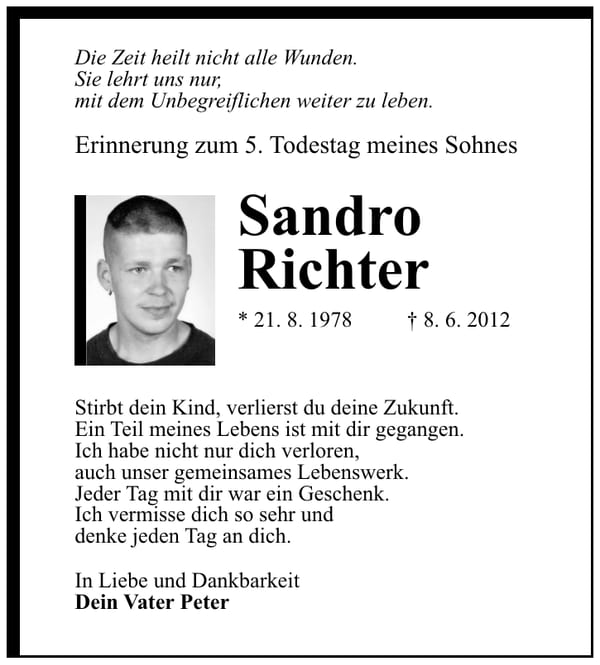 Jahresgedenken Sandro Richter