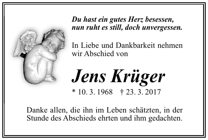 Danksagung Jens Krüger