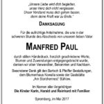 Danksagung Manfred Paul