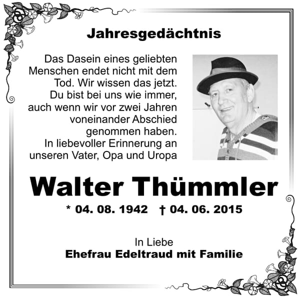 Jahresgedenken Walter Thümmler