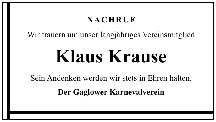 Nachruf Klaus Krause