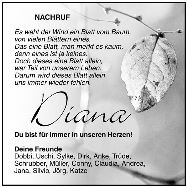 Nachruf Diana