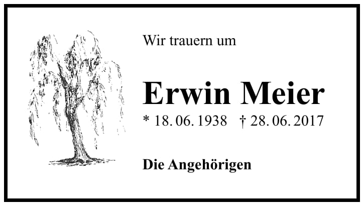 Traueranzeige Erwin Meier