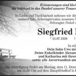 Traueranzeige Siegfried Heil