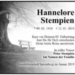 Traueranzeige Hannelore Stempien
