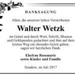 Danksagung Walter Wetzk