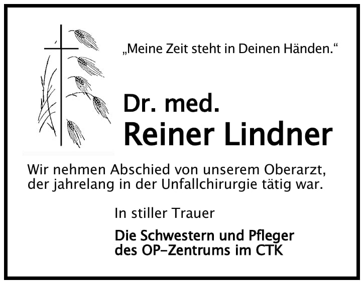 Nachruf Dr. med. Reiner Lindner