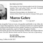 Danksagung Marco Gehre