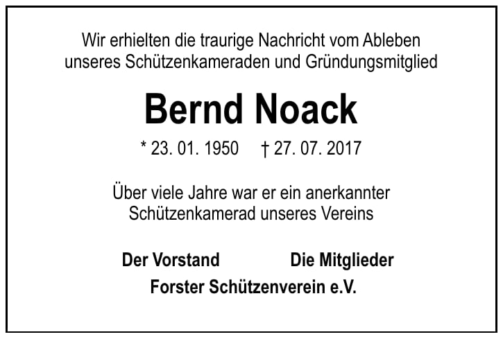 Nachruf Bernd Noack
