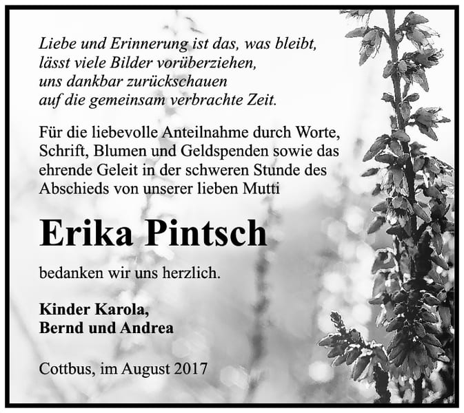 Danksagung Erika Pintsch