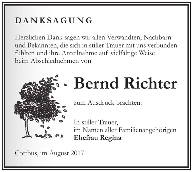 Danksagung Bernd Richter