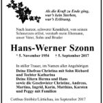 Traueranzeige Hans-Werner Szonn