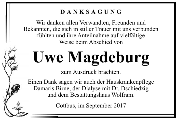 Danksagung Uwe Magdeburg