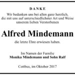 Danksagung Alfred Mindemann