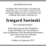 Danksagung Irmgard Sawinski
