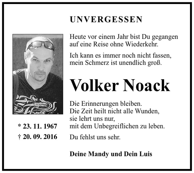 Traueranzeige Volker Noack