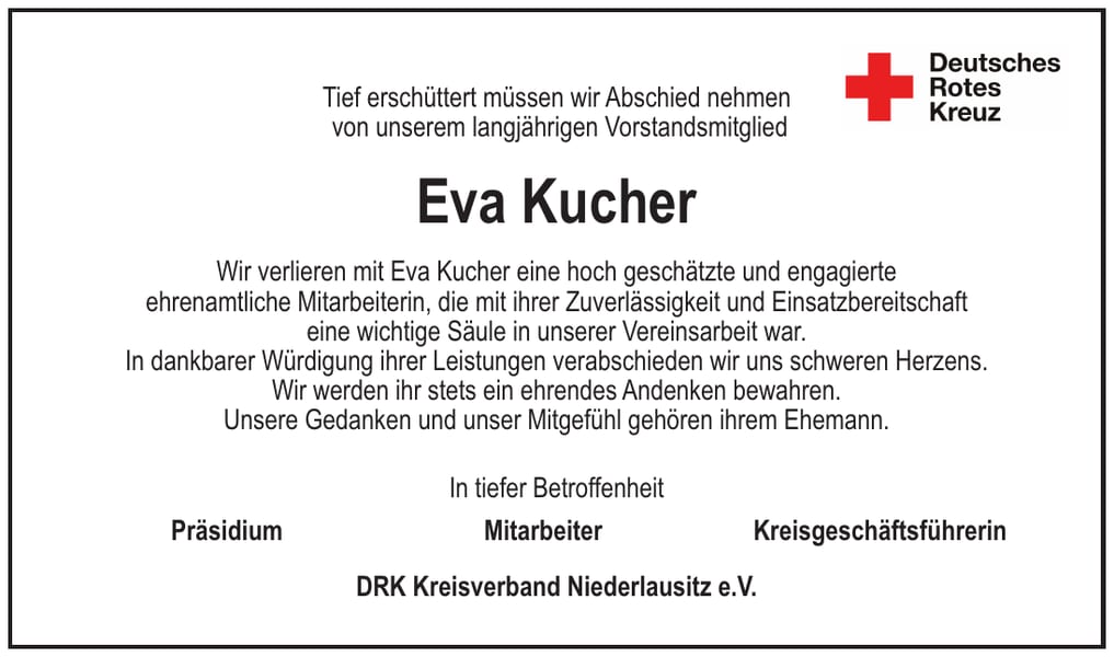 Traueranzeige Eva Kucher