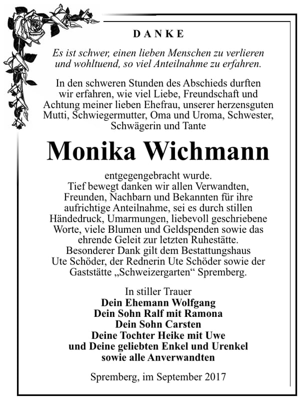 Danksagung Monika Wichmann