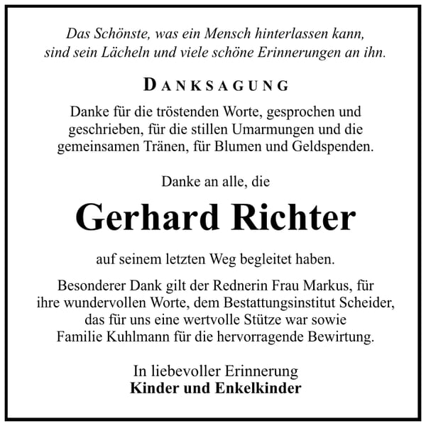 Danksagung Gerhard Richter