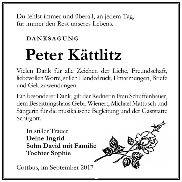 Danksagung Peter Kättlitz
