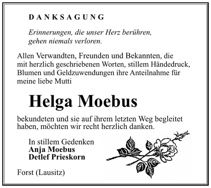 Jahresgedenken Helga Moebus