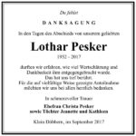 Danksagung Lothar Pesker