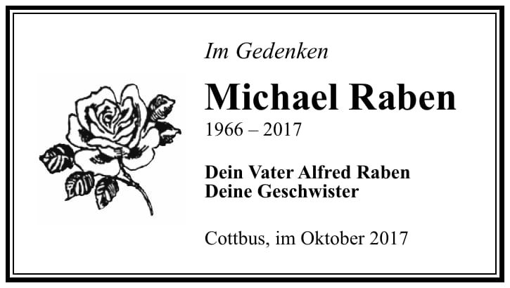 Traueranzeige Michael Raben