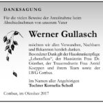Danksagung Werner Gullasch