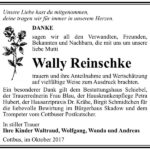 Danksagung Wally Reinschke