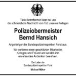 Nachruf Polizeiobermeister Bernd Hansich