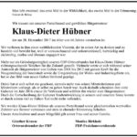 Nachruf Klaus-Dieter Hübner
