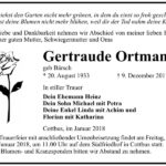 Traueranzeige Gertraude Ortmann