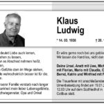 Traueranzeige Klaus Ludwig