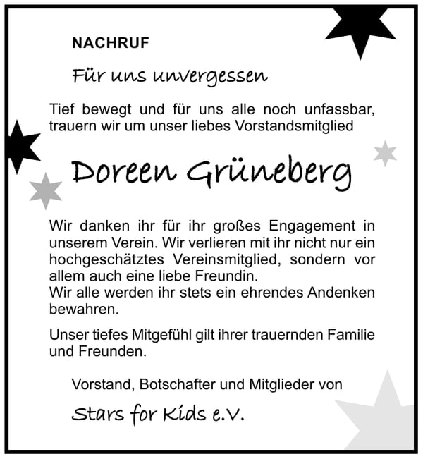 Nachruf Doreen Grüneberg