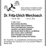 Traueranzeige Dr. Fritz-Ulrich Werchosch