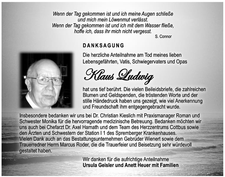 Danksagung Klaus Ludwig