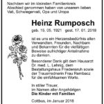 Danksagung Heinz Rumposch