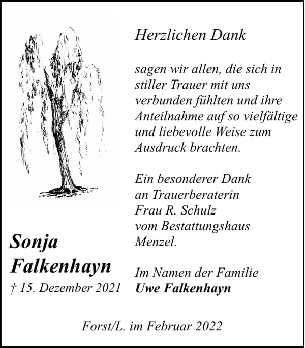 Danksagung Sonja Falkenhayn
