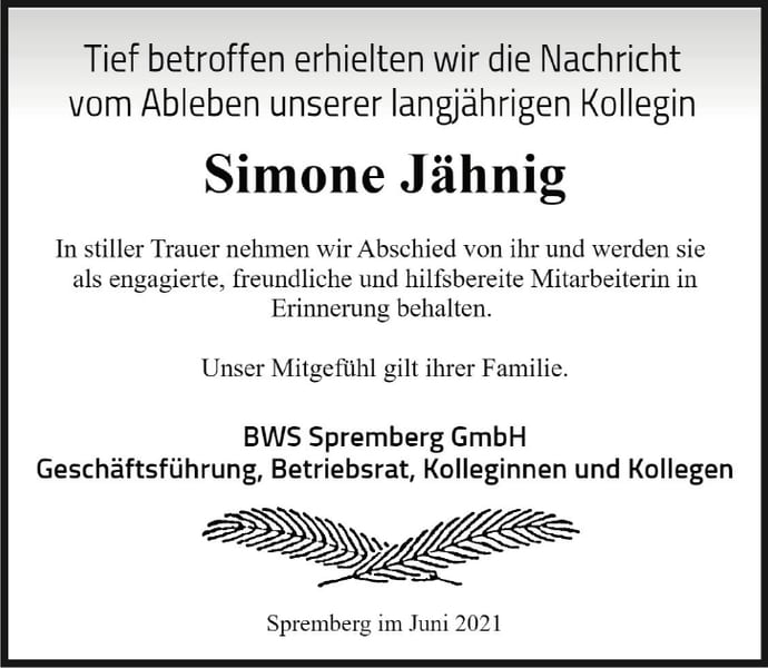Nachruf Simone Jähnig