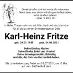 Traueranzeige Karl-Heinz Fritze